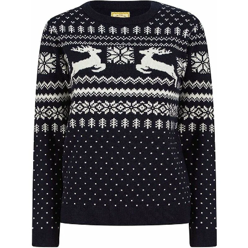 Women's Clothing Sets Christmas Lapland Nordic Fairisle Womens Christmas Jumper - Navy