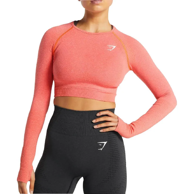 Vintage Clothing For Women Gymshark Vital Seamless 2.0 Crop Long Sleeve Womens Training Top - Pink