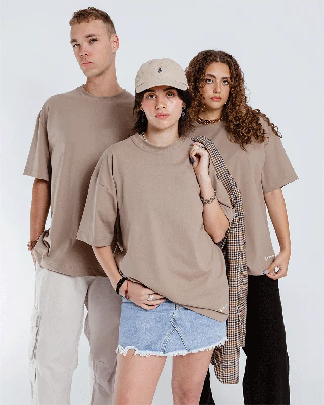 Women's Comfortable Clothes For Weekends Khaki Basic Oversized Tee