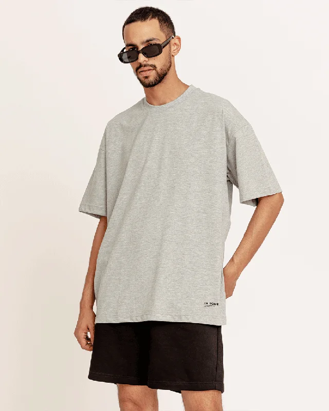 Women's Tops And Clothing Light Grey Basic Oversized Tee