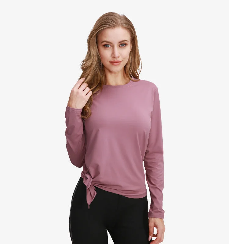 Women's Clothing For Casual Outings Long Sleeve Top with Side Tie