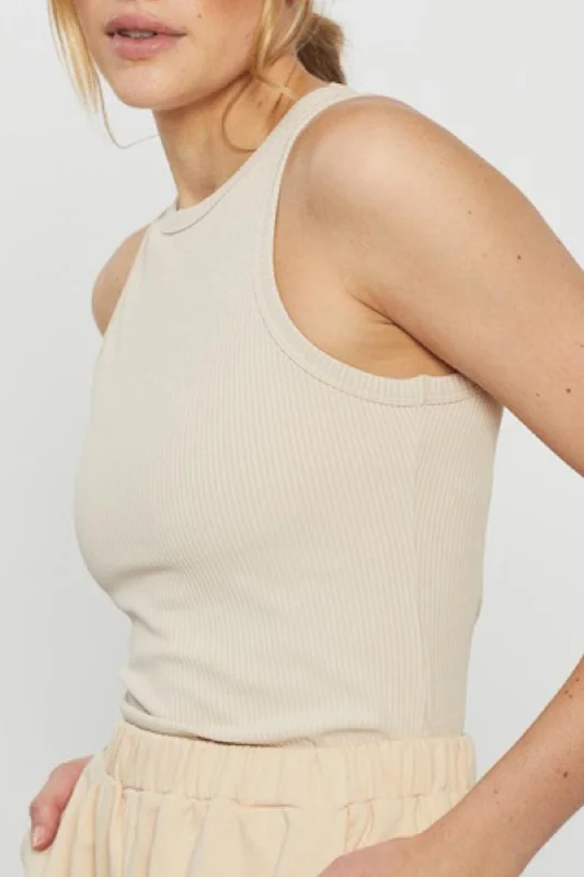 Women's Holiday Clothes Riley Ribbed Tank (Tan)