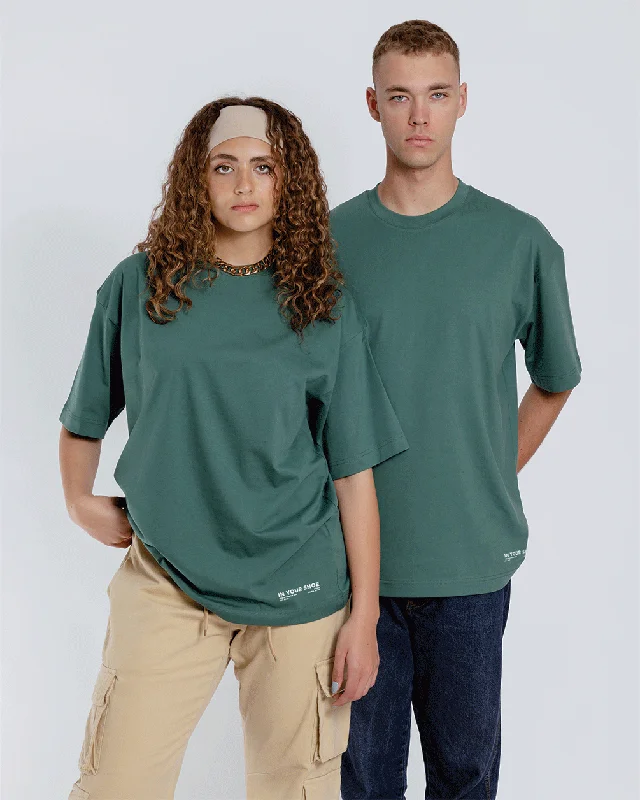 Charming Women's Garments Sea Green Basic Oversized Tee