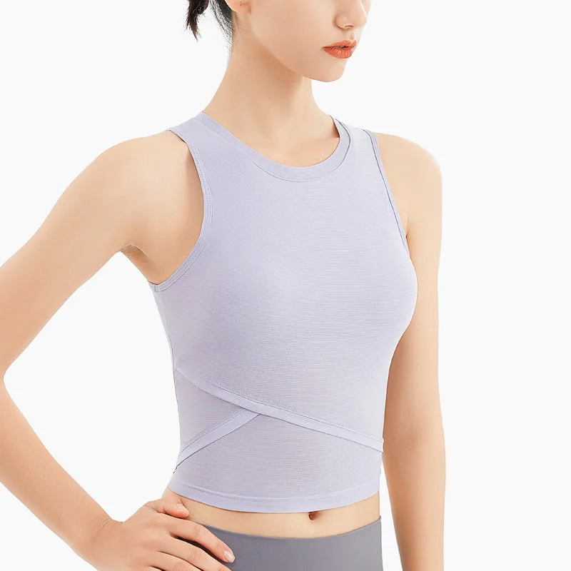 Vintage Clothing For Women Sleeveless Crop Top with Built-In Bra