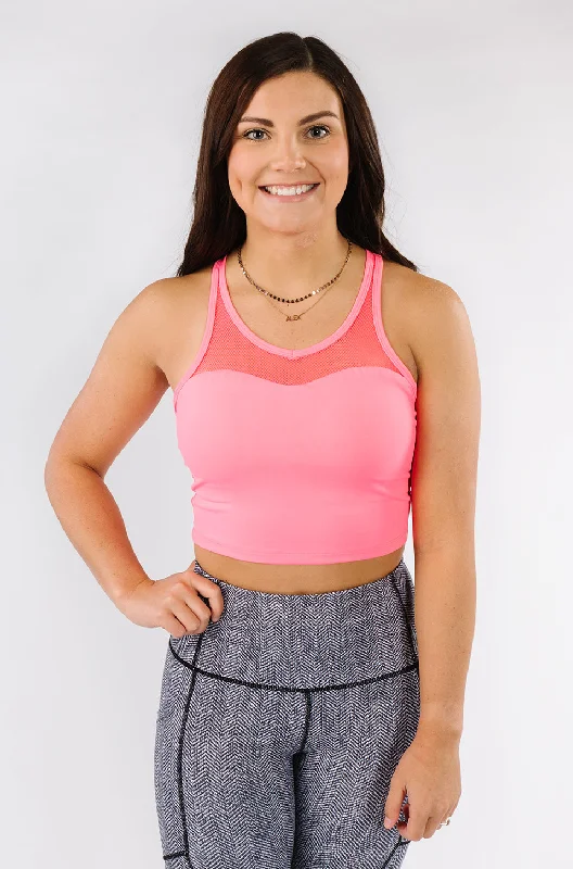 Women's Relaxed Outfit Sweetheart Crop Top in Pink (Final Few)