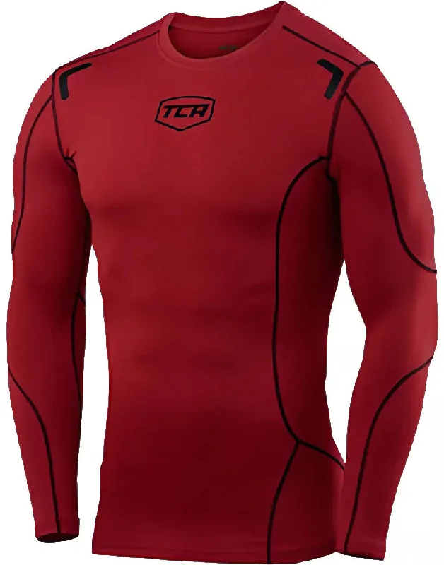 Women's Office Attire TCA Elite Plus Long Sleeve Junior Compression Top - Red