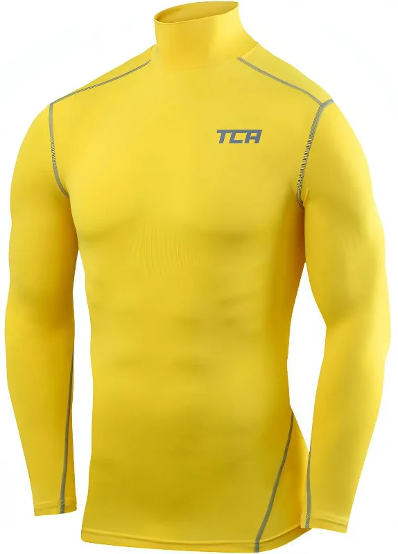 Women's Comfortable Lounge Attire TCA Pro Performance Long Sleeve Mock Junior Compression Top - Yellow