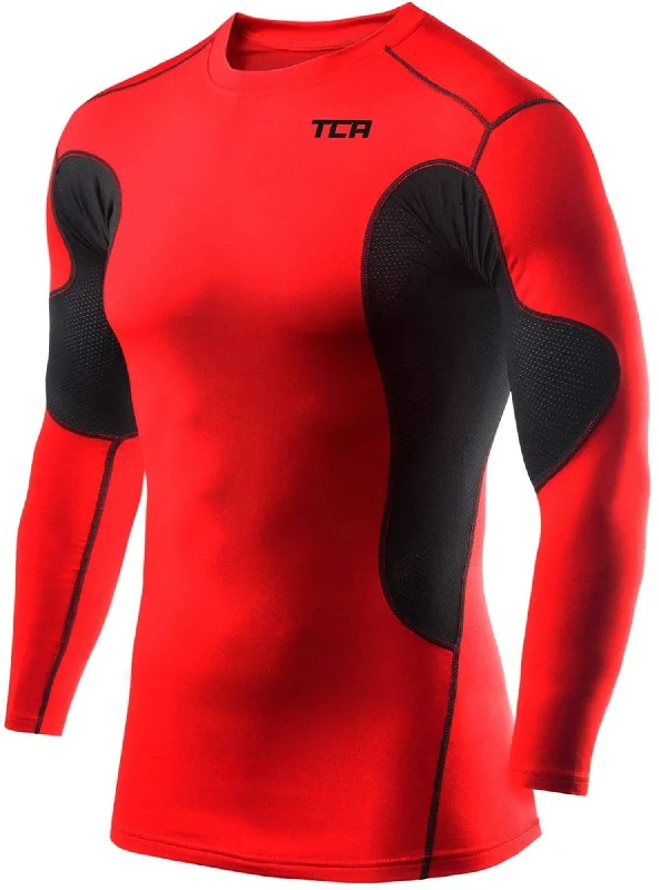 Women's Vintage-Inspired Outfit TCA SuperThermal Junior Long Sleeve Compression Top - Red