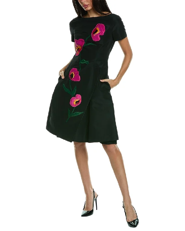 Women's Classic Outfit Carolina Herrera Bateau Neck Silk A-Line Dress