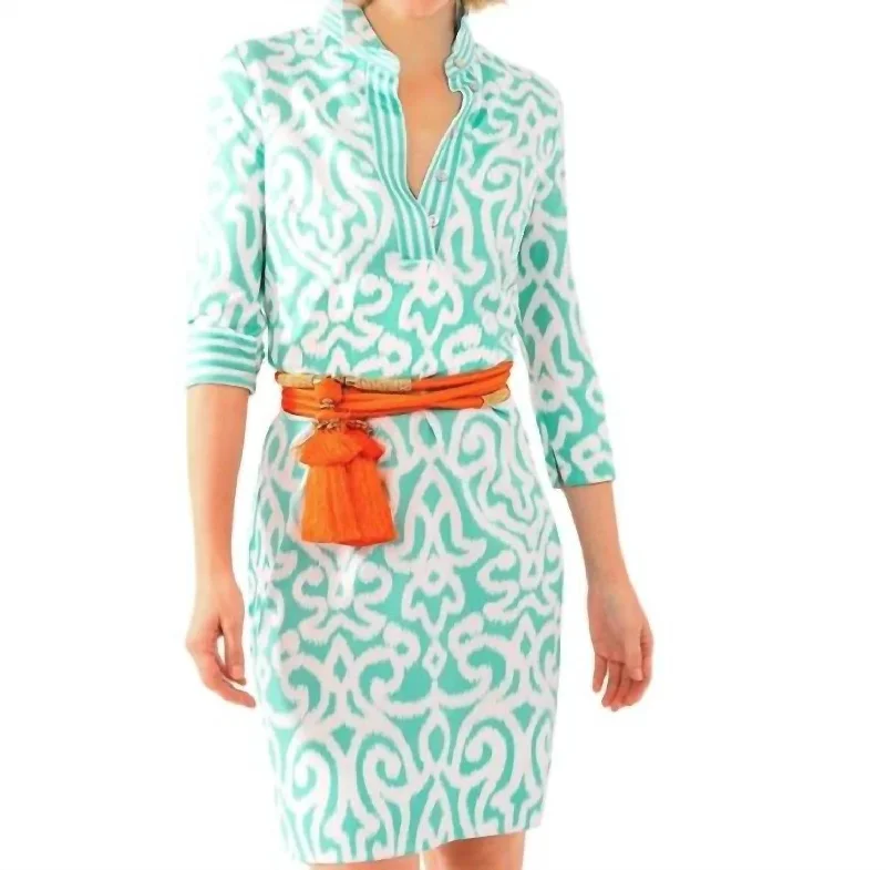 Women's Office Outfit Everywhere Dress - Arabesque In Turquoise