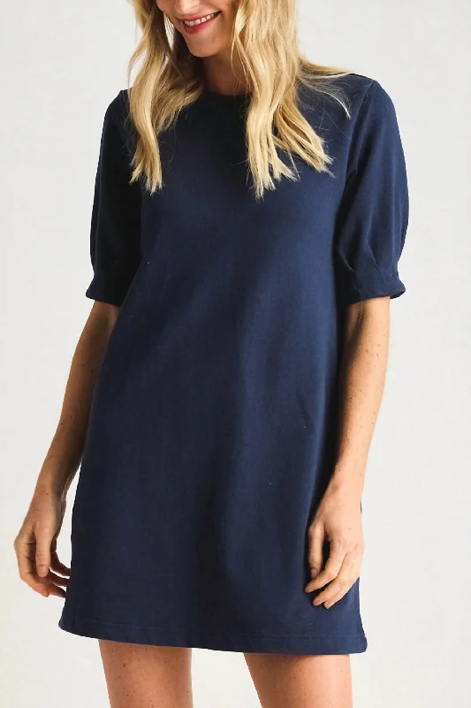 Women's Comfortable Lounge Attire Gigi Terry Mini Dress In Captain Navy