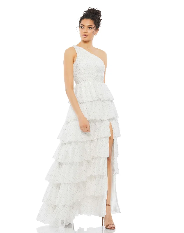 Women's Tops And Clothing One Shoulder Ruffle Tiered Gown