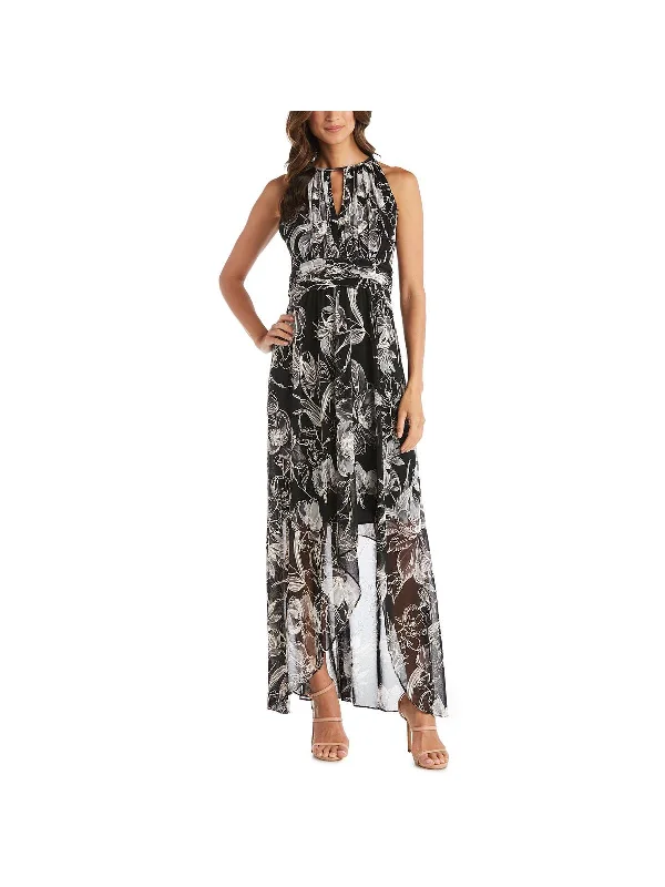 Women's Evening Garments Petites Womens Floral Hi-Low Maxi Dress