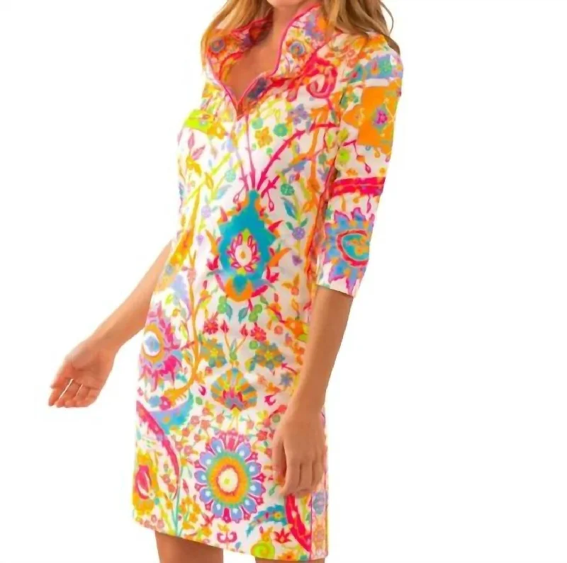 Women's Tailored Outfit Ruffneck Dress - Magic Carpet In Brights