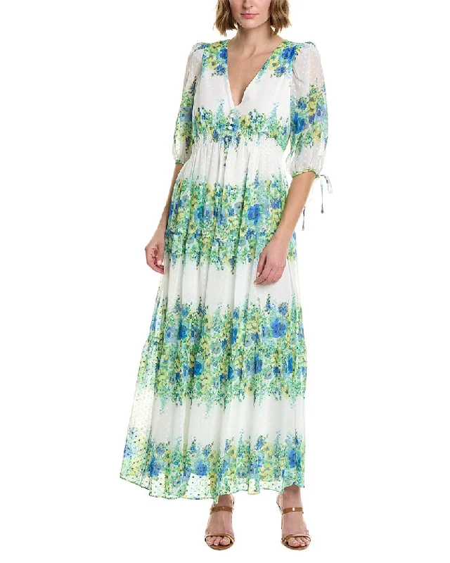 Women's Clothes And Garments Taylor Printed Swiss Dot Chiffon Maxi Dress