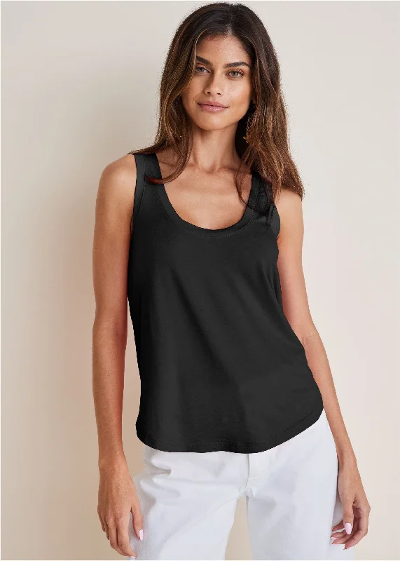 Women's Clothes For Outdoor Events Scoop Neck Tank - Black