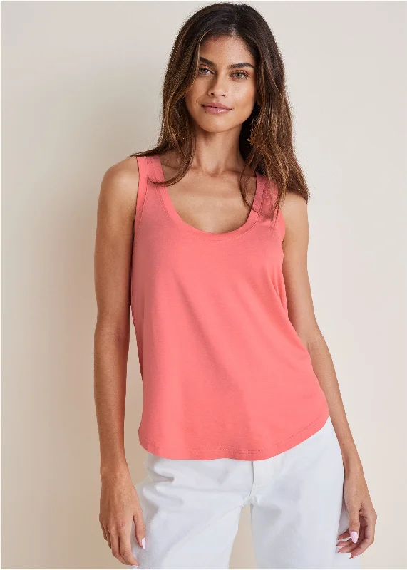 Comfortable Women's Attire Scoop Neck Tank - Coral